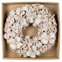 Artikel Krans met lotusbloesem, natuurlijke decoratie, gedroogde bloemen, 35 cm