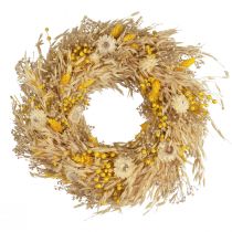 Decoratieve krans haverkrans naturel krans strobloemen geel Ø29cm