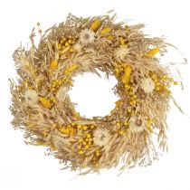 Artikel Decoratieve krans haverkrans naturel krans strobloemen geel Ø29cm