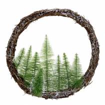Kerstkrans met boom en LED Ø48cm snowed groen, bruin