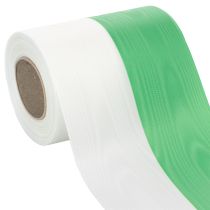 Artikel Moiré kranslint 125 mm x 25 m in groen en wit, geweven taftlint, nationaal lint, decoratief lint