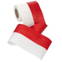 Artikel Wit en rood moiré kranslint, 125 mm - rouwlint, decoratief lint, striklint, feestlint, rol van 25 m