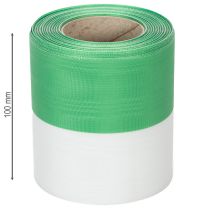 Artikel Groen en wit moiré kranslint, 100 mm x 25 m - nationaal lint, taftbinding, striklint, decoratief lint