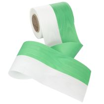 Artikel Groen en wit moiré kranslint, 100 mm x 25 m - nationaal lint, taftbinding, striklint, decoratief lint