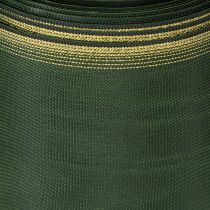 Artikel Moiré kranslint, 150 mm, donkergroen met gouden parelrand, taftweefsel, rol van 25 meter voor decoratie en vormgeving.