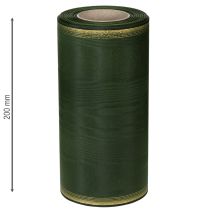 Artikel Moiré kranslint 200 mm donkergroen met parelrand en taftweefsel - decoratief lint voor feestelijke en rouwbloemen, 25 m