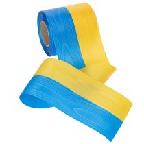 Artikel Blauw en geel moiré kranslint, 100 mm, nationaal lint, clublint, decoratief lint, feestelijk rouwlint, acetaat