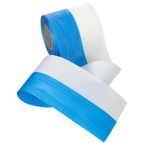 Artikel Moiré blauw-wit kranslint, 100 mm decoratief taftlint