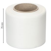 Artikel Wit kranslint, hoge kwaliteit, 75 mm x 25 m - decoratief lint voor bloemisten en uitvaartdiensten, ideaal om te bedrukken.