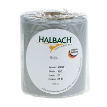 Artikel Satijnen kranslint, zilver, 100 mm breed, 25 m lang, voor rouwkransen, gedenkkransen en jubilea, weerbestendig en composteerbaar