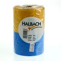 Artikel Moiré kranslinten 150 mm in blauw en geel - premium rouw- en decoratief lint, voor feesten, striklint