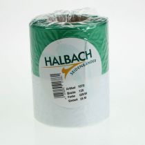 Artikel Moiré-kranslint 125 mm x 25 m in groen en wit, taftgeweven lint, nationaal lint, decoratief lint