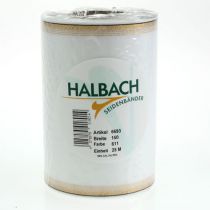 Artikel Elegante moiré krans met gouden rand, huwelijksdecoratie, rouwlint, wit 150mm x 25m