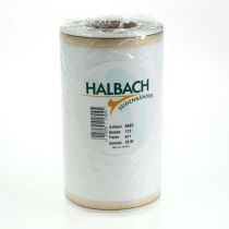 Artikel Wit moiré kranslint met gouden parelrand, 175 mm - Elegant lint voor decoratie en bloemsierkunst