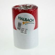 Artikel Moiré kranslint, rouwlint wit-rood, decoratief lint 150mm, gedenklint rouwbloem, acetaat taft 25m