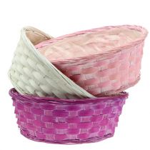 Artikel Frietmandje rond paars/wit/roze Ø25cm 6 st