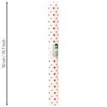 Artikel Crêpepapier met hartjes Bloemistencrêpe Moederdag Rood, Wit 50×250cm