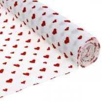 Crêpepapier met hartjes Bloemist crêpe Moederdag rood, wit 50 × 250 cm