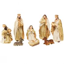 Artikel Kerststalfiguren set 8 figuren crème goud handgeschilderd 6-12,5cm
