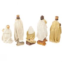 Artikel Kerststalfiguren set 8 figuren crème goud handgeschilderd 6-12,5cm