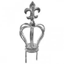 Decoratieve plug kroon gemaakt van metaal grijs, gewassen wit Ø6.5cm H12cm