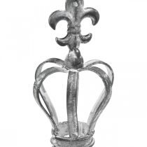 Decoratieve plug kroon gemaakt van metaal grijs, gewassen wit Ø6.5cm H12cm