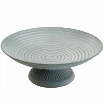 Decoratieve schaal met voet metalen schaal vintage H10.5cm Ø26cm