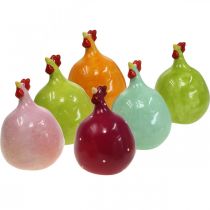 Decoratieve Kip Keramiek, Grappige Kip Pasen Decoratie H10.5cm Assortiment 6st