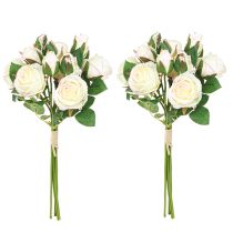 Artikel Kunstrozen Kunstbloemen Bos Crème 36cm 12st