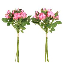 Artikel Kunstrozen in een bos Kunstbloemen Roze 36cm 12st
