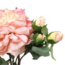 Kunstrozen bloem en knoppen kunstbloem roze 57cm