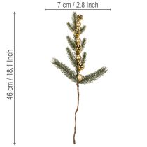 Artikel Kunstmatige dennentak met goudkleurige mini-kerstballen, 46 cm, 2 stuks