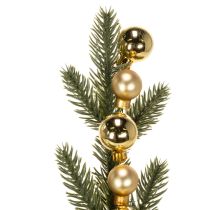 Artikel Kunstmatige dennentak met goudkleurige mini-kerstballen, 46 cm, 2 stuks