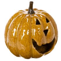 Artikel Keramische pompoen met gezicht, LED-decoratie, Halloween, 19 cm