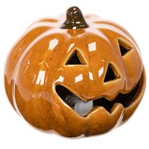 Artikel Keramische pompoen met LED-verlichting, Halloween-decoratie, klein, 10 cm