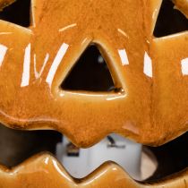 Artikel Keramische pompoen met LED-verlichting, Halloween-decoratie, klein, 10 cm