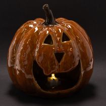 Artikel Keramische pompoen Halloween LED-decoratie 15 cm