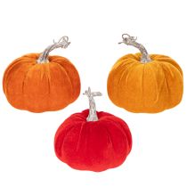 Artikel Stoffen pompoen als tafeldecoratie, herfstdecoratie, 13 cm, 3 stuks