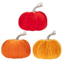 Artikel Stoffen pompoen als tafeldecoratie, herfstdecoratie, 13 cm, 3 stuks