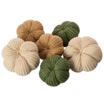 Artikel Decoratieve gebreide pompoenen, herfstdecoratie, 10 cm, 6 stuks