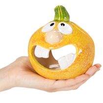 Artikel Decoratieve pompoenfiguur en theelichthouder, grappig gezichtje, herfstdecoratie, 12 cm, 2 stuks