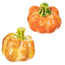 Artikel Decoratieve pompoenen voor herfsttafeldecoratie, 6 cm, 2 stuks