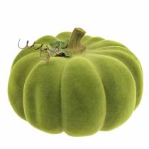 Decoratieve pompoen flocked mosgroen 32cm