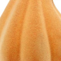 Artikel Decoratieve pompoen gebogen oranje gevlokt Kunstmatige decoratieve pompoen 18cm