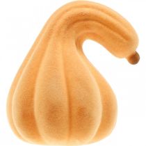Artikel Decoratieve pompoen gebogen oranje gevlokt Kunstmatige decoratieve pompoen 18cm