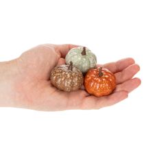 Artikel Mini pompoen decoratieset, herfst- en Halloweenversieringen, diverse kleuren, 4 cm, 24 stuks