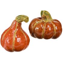 Artikel Pompoenen keramiek herfstdecoratie bruin oranje 10/13cm 2 stuks