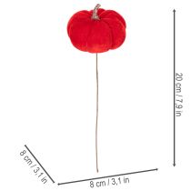 Artikel Decoratieve pompoen op draad, herfstdecoratie, fluweel, driekleurige set, 8 cm, 9 stuks