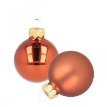 Mini kerstballen glas roest rood mat/glanzend Ø2cm 44 stuks