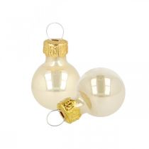 Mini kerstballen glas crème mat/glanzend Ø2cm 44 stuks